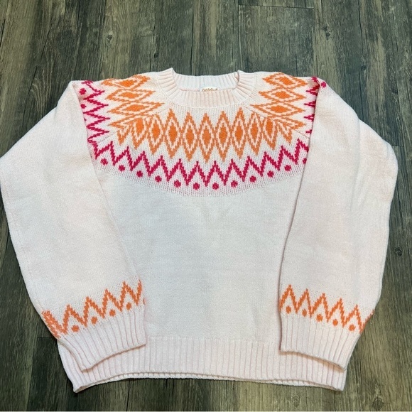 Cat & Jack Cozy Light Pink Colorful Pattern Crewneck Sweater Knit Size XL 14/16 - Picture 5 of 10